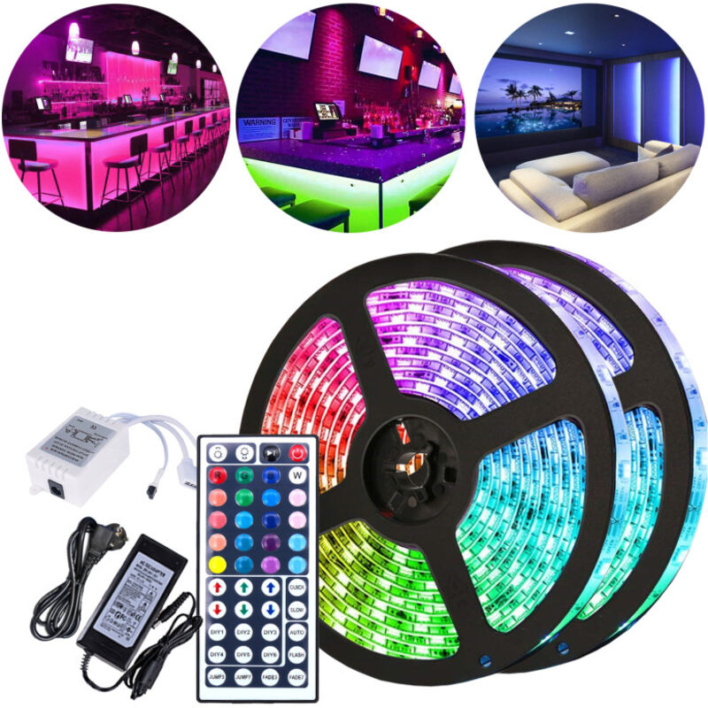 foto del prodotto swanew 3m set di strisce led. rgb led stripe 5050 smd. led strip 30 led. led non impermeabili ip20 . con telecomando a 44 pulsanti