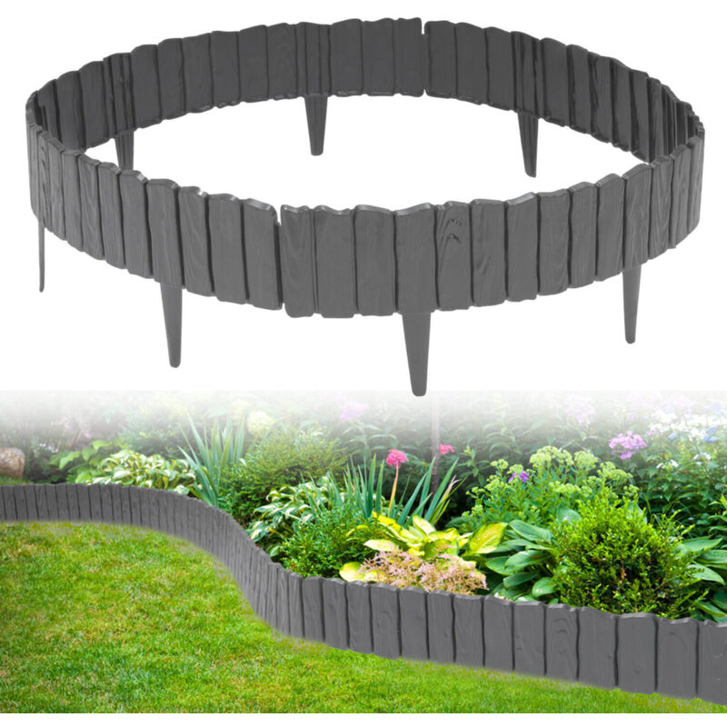 foto del prodotto swanew 4 pezzi bordi per prato in legno bordi per prati bordi per letti in plastica per giardino, prato 2.3 m antracite