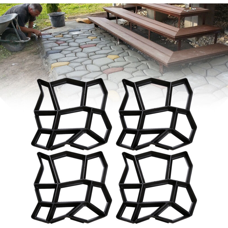 foto del prodotto swanew 4 pezzi stampi per cemento 43x43x4cm, lastre di pavimentazione, fattoria, giardino, giardino, decorazione del giardino, sentiero, fai da te,