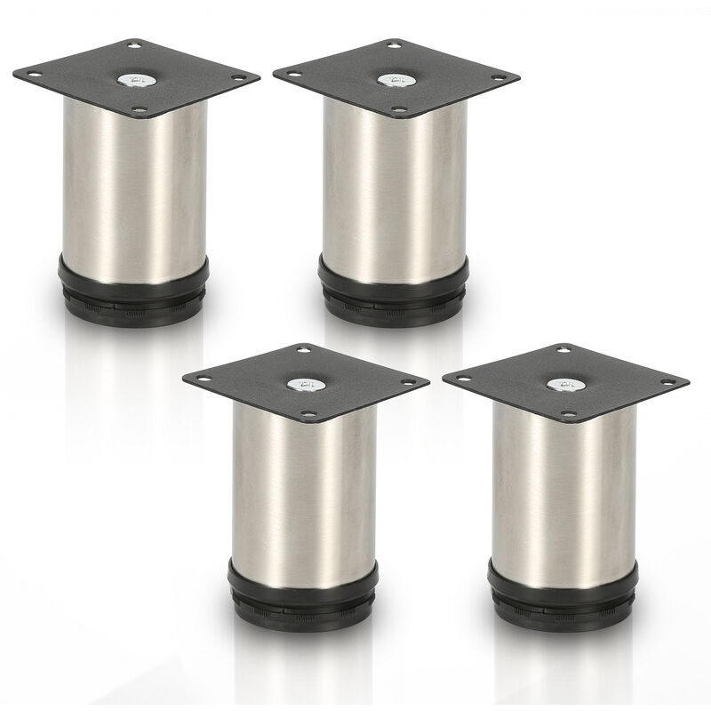 foto del prodotto swanew 4 piedini per mobili piedini per mobili in acciaio inox diametro 40 mm altezza 100 mm nero regolabile in altezza