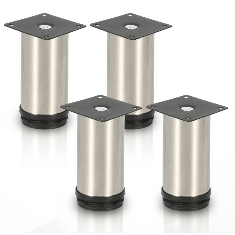 foto del prodotto swanew 4 piedini per mobili piedini per mobili in acciaio inox diametro 40 mm altezza 150 mm nero regolabile in altezza