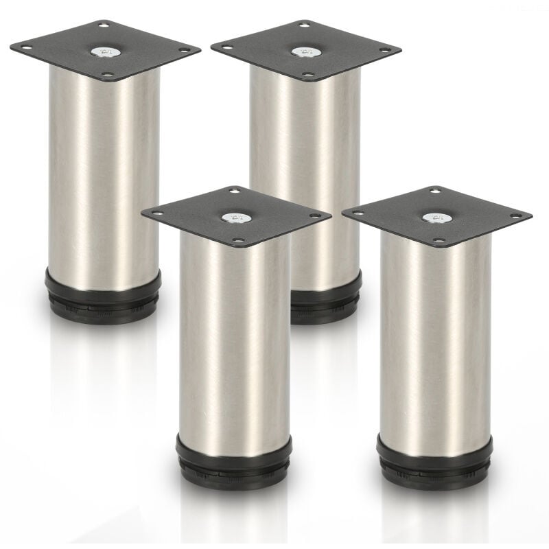 foto del prodotto swanew 4 piedini per mobili piedini per mobili in acciaio inox diametro 40 mm altezza 180 mm nero regolabile in altezza