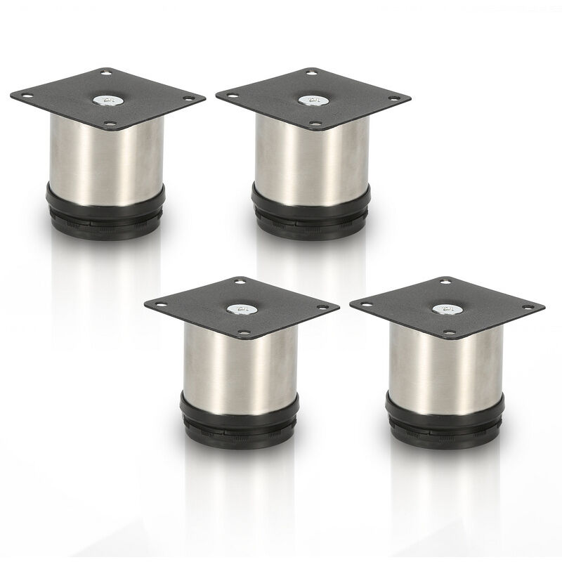 foto del prodotto swanew 4 piedini per mobili piedini per mobili in acciaio inox diametro 40 mm altezza 50 mm nero regolabile in altezza
