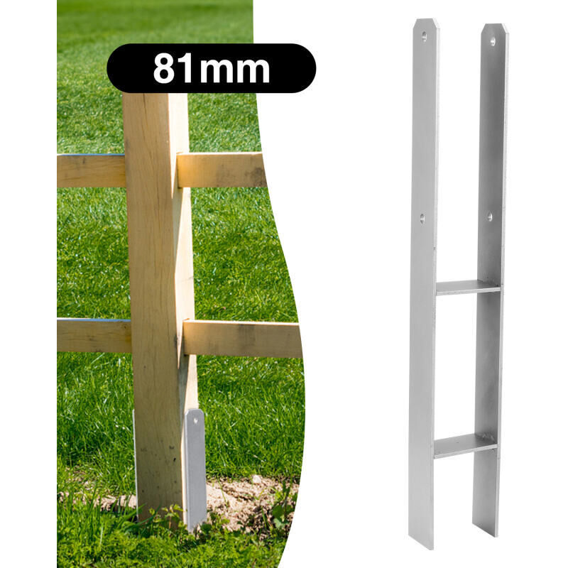 foto del prodotto swanew 4 x staffa ad h per palo staffa per palo ancoraggio per palo zoccolo a terra mini zincato a caldo 81 mm