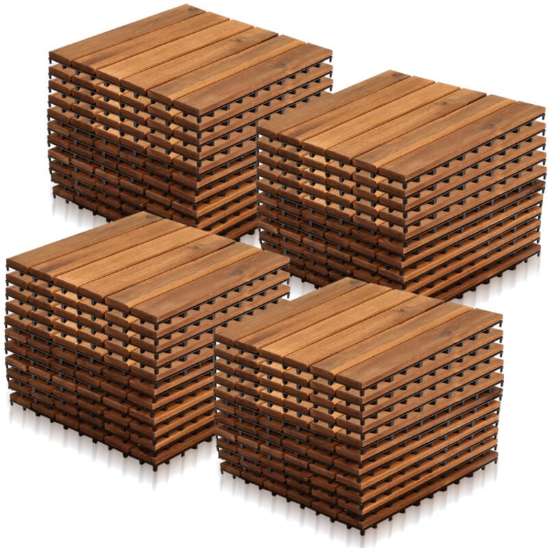 foto del prodotto swanew 44 pezzi piastrelle in legno massiccio di acacia 30x30cm. piastrelle da esterno e interno per patio balcone