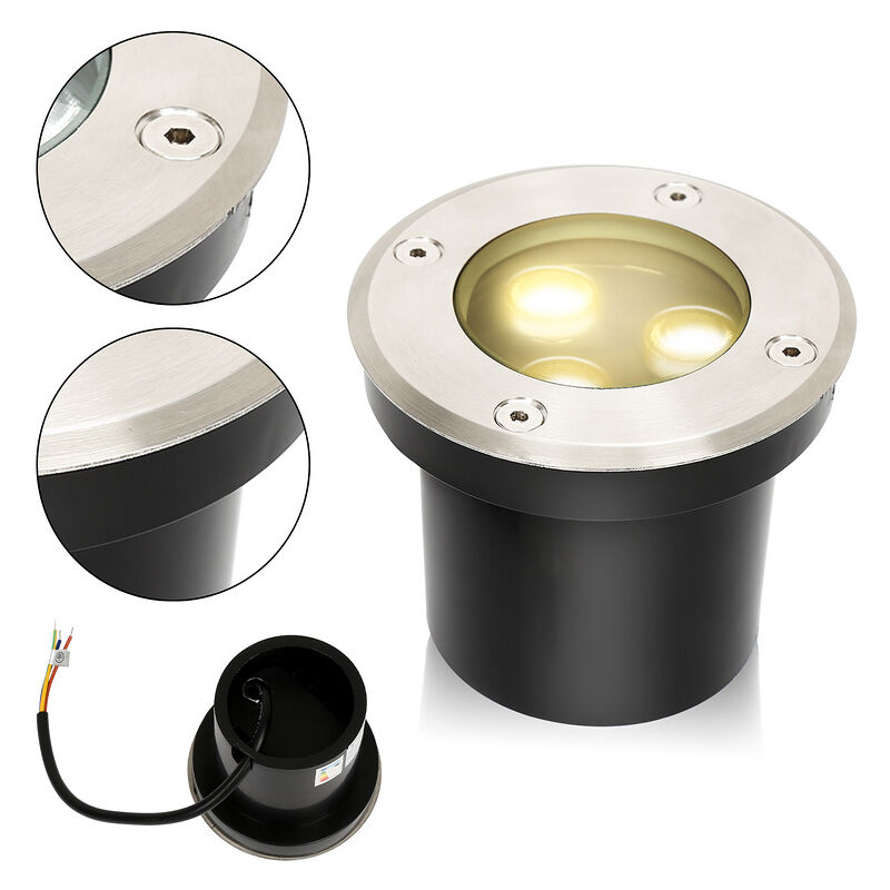 foto del prodotto swanew 4x 3w luci sotterranee, lampada led bianca sotterranea per giardino, illuminazione esterna ip65