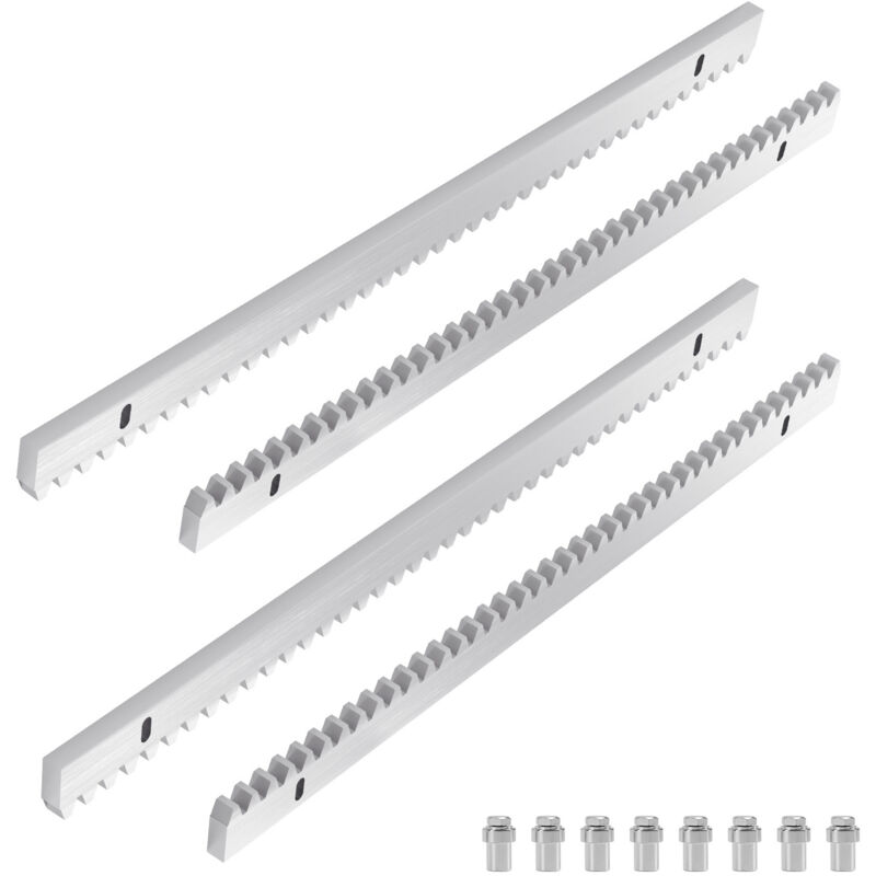 foto del prodotto swanew 4x 50 cm metro di cremagliera aggiuntiva per cancelli scorrevoli cremagliera operatore ferro 2 metri di lunghezza set 10mm universale