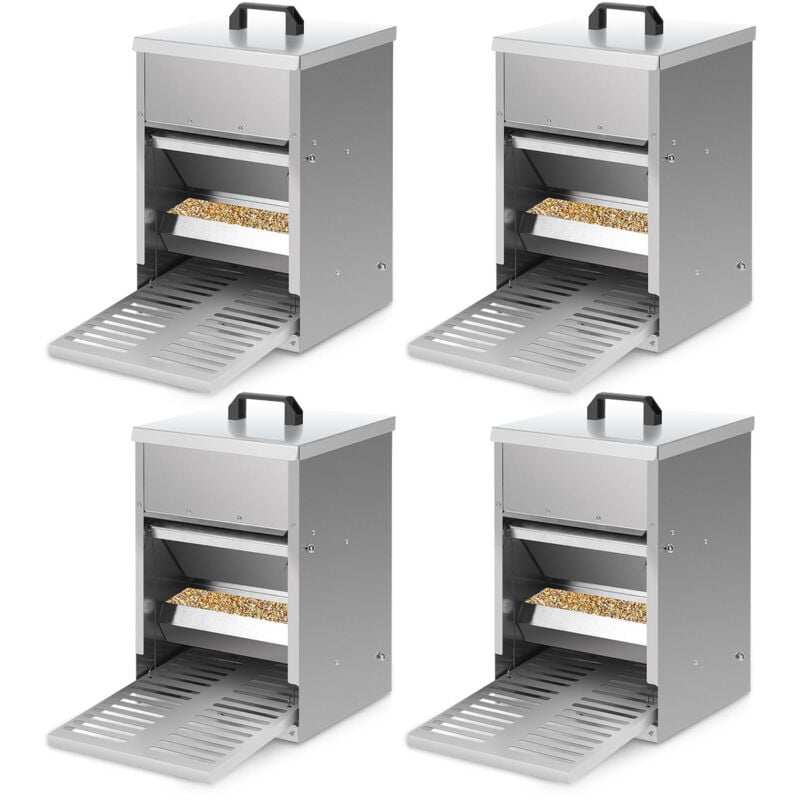 foto del prodotto swanew 4x mangiatoia per polli in acciaio zincato mangiatoia automatica da 5 kg con pedale e protezione impermeabile per polli e altro pollame