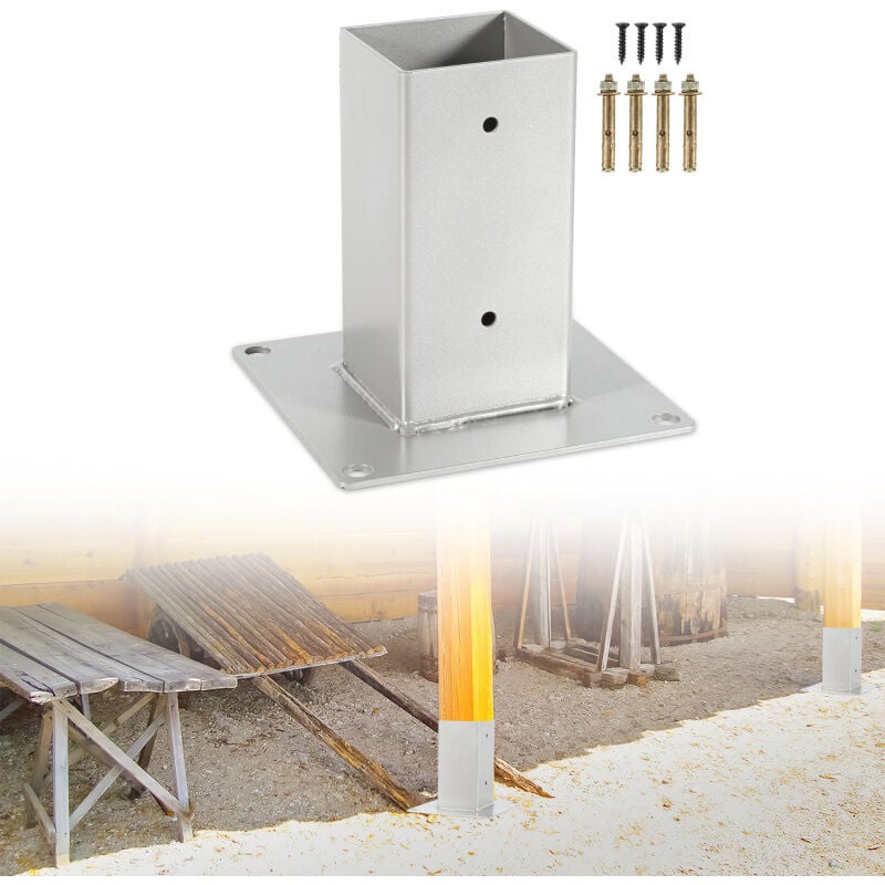 foto del prodotto swanew 4x manicotto a vite quadrato supporto per recinzione ancoraggio in acciaio per carport 80x80mm
