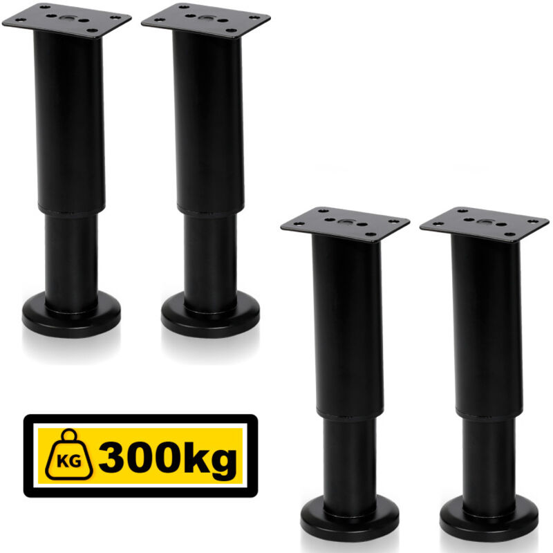 foto del prodotto swanew 4x piedi per mobili 12 18cm estensibili nero piedini per zoccolo gamba di sostegno gamba per mobile piedini per zoccolo per hotel