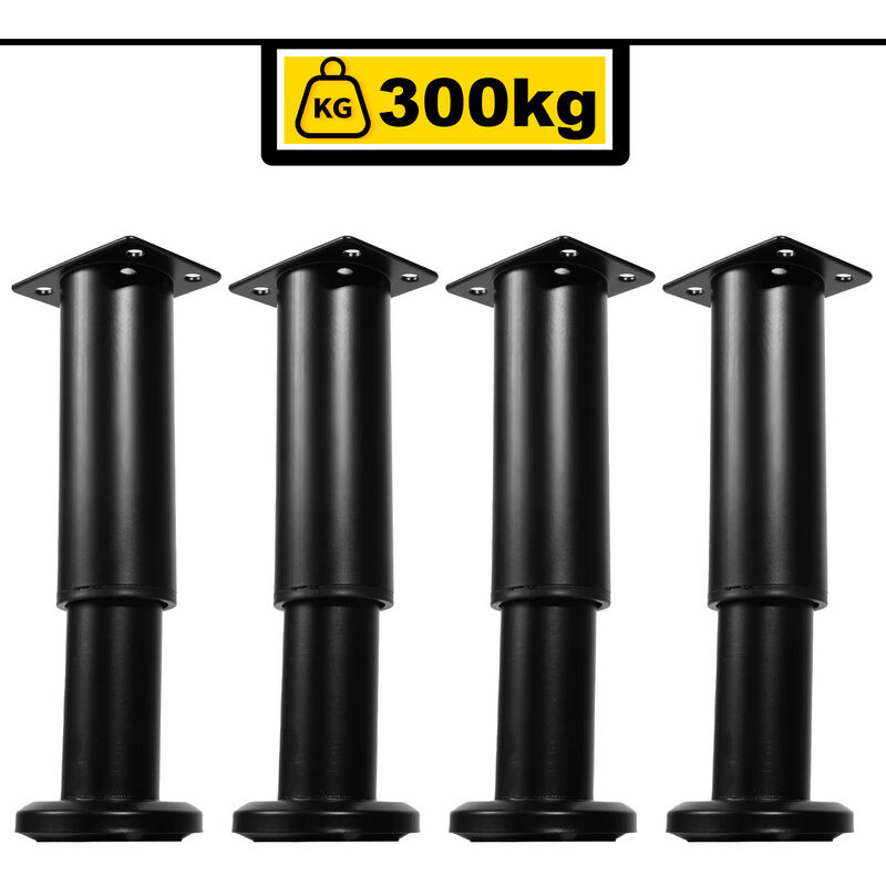 foto del prodotto swanew 4x piedi per mobili 12 18cm estensibili nero piedini per zoccolo gamba di sostegno gamba per mobile piedini per zoccolo per hotel regolabili