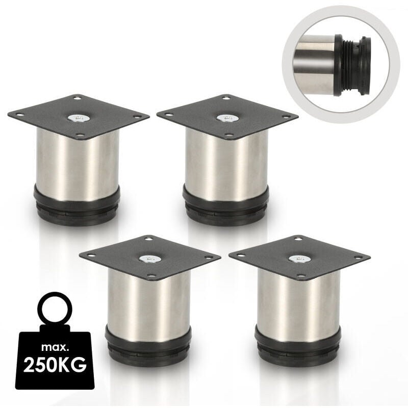 foto del prodotto swanew 4x piedini per mobili piedi regolabili piedi per divani piedi regolabili per mobili acciaio inox 60mm