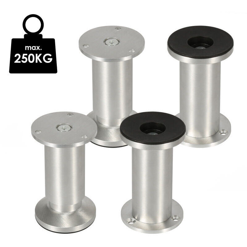 foto del prodotto swanew 4x piedini per mobili piedi regolabili piedi per divani piedi regolabili per mobili alluminio 120 mm