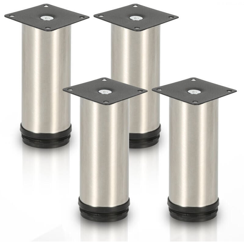 foto del prodotto swanew 4x piedini per mobili piedini per mobili piedino in acciaio inox diametro 40 mm altezza 200 mm nero altezza regolabile