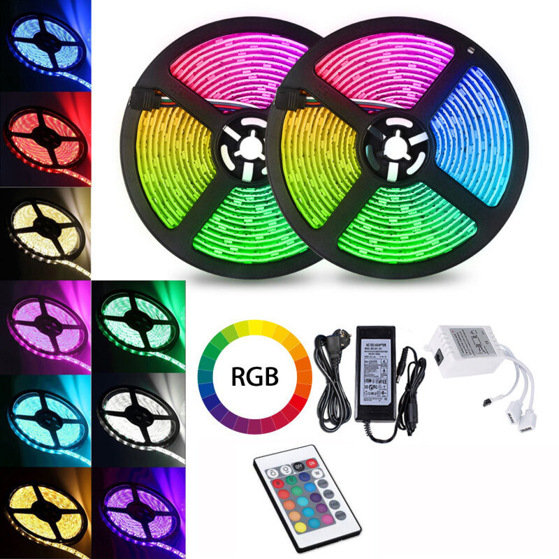 foto del prodotto swanew 5m set di strisce led. rgb led stripe 5050 smd. led strip 30 led. led non impermeabili ip20 . con telecomando a 24 pulsanti