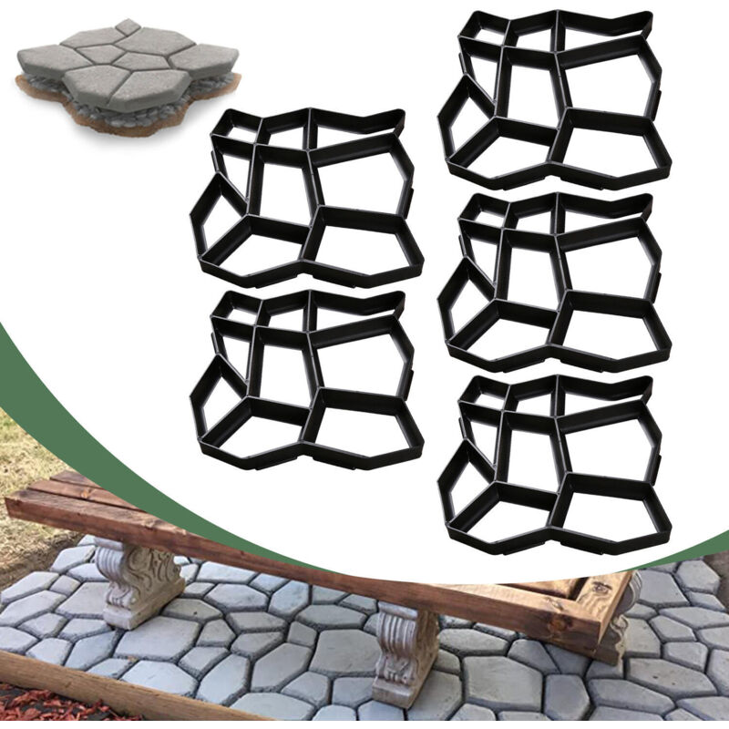 foto del prodotto swanew 5x giardino pavimentazione stampo nero plastica cemento stampo fai da te riutilizzabile