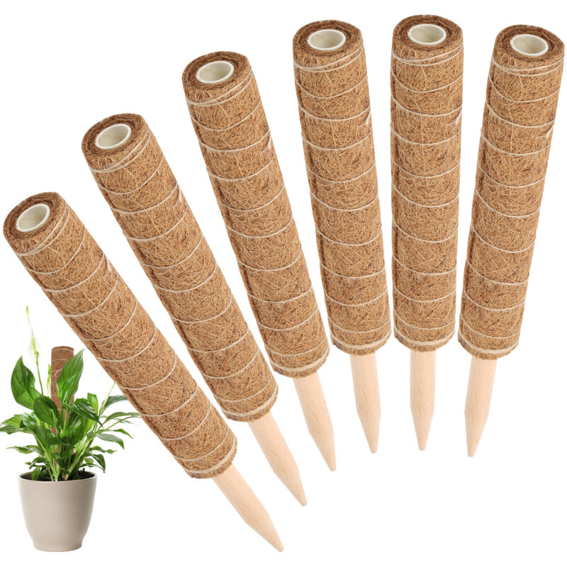 foto del prodotto swanew 6 pezzi paletto per piante paletto per piante coco 40cm paletto per piante coco, palo totem in fibra di coco per piante rampicanti e piante da
