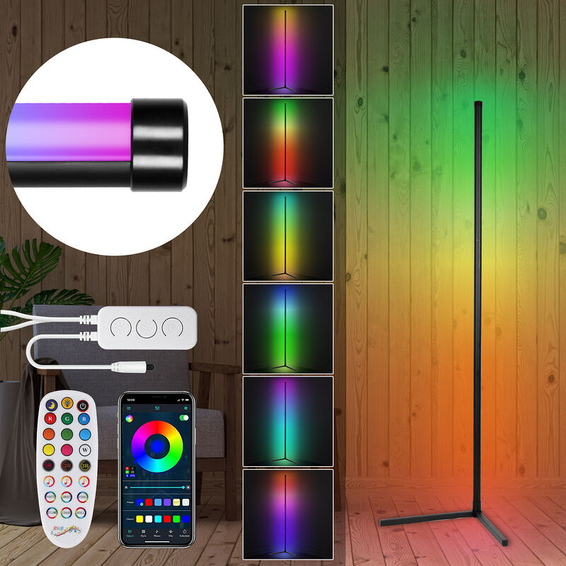 foto del prodotto swanew 7w led lampada da terra rgb colonna luminosa lampada d angolo con telecomando