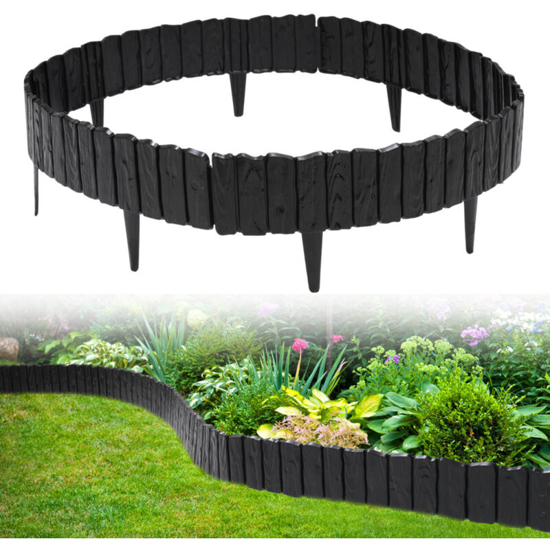 foto del prodotto swanew 8 pezzi bordi per prato in legno bordi per prati bordi per letti in plastica per giardino, prato 4.6 m nero