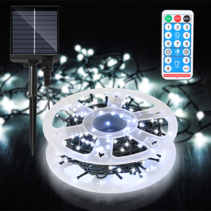 foto del prodotto swanew 80m 800led luce solare di natale ip44 8 modalit decorazione festiva giardino interno all aperto per natale compleanno matrimonio bianco freddo