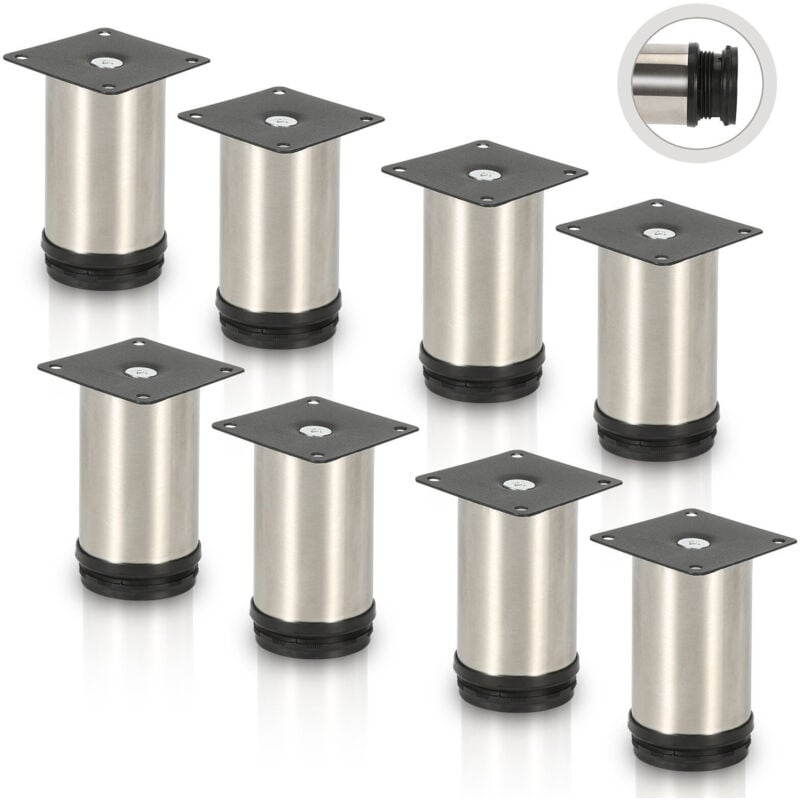 foto del prodotto swanew 8pcs mobili piedi piedi regolabili in acciaio inox 50 mm regolabile piede argento