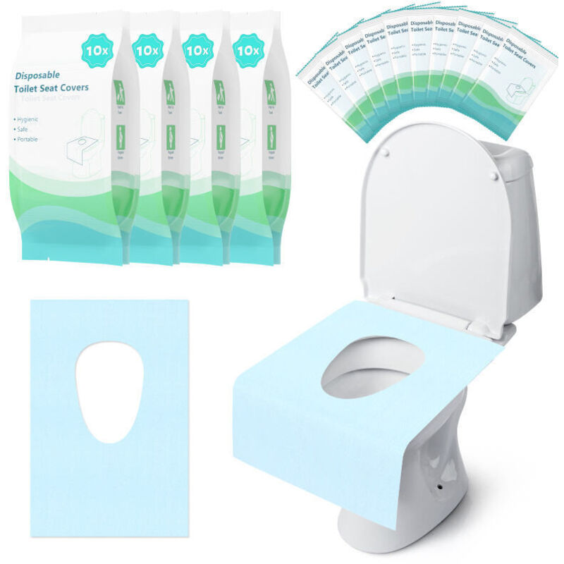 foto del prodotto swanew accessori di carta del sedile della toilette usa e getta 40pcs bagno, copertura del sedile della toilette usa e getta tappetino della toilette