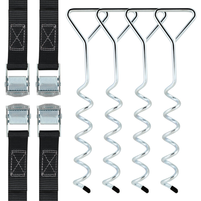 foto del prodotto swanew ancoraggi a spirale cinghie di serraggio kit di ancoraggio di resistenza fissaggi in acciaio inox per trampolino safety,set da 4