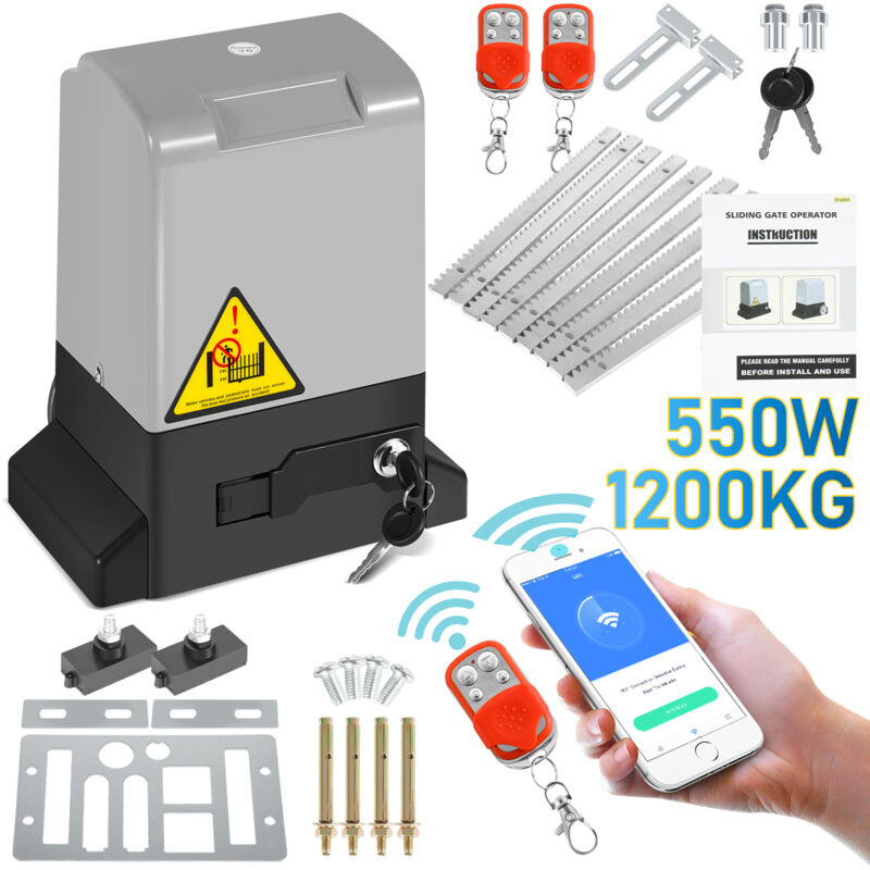 foto del prodotto swanew apriporta scorrevole 370w, 800kg, kit apriporta di sicurezza con 2 chiavi e telecomando, cancello scorrevole elettrico con funzione