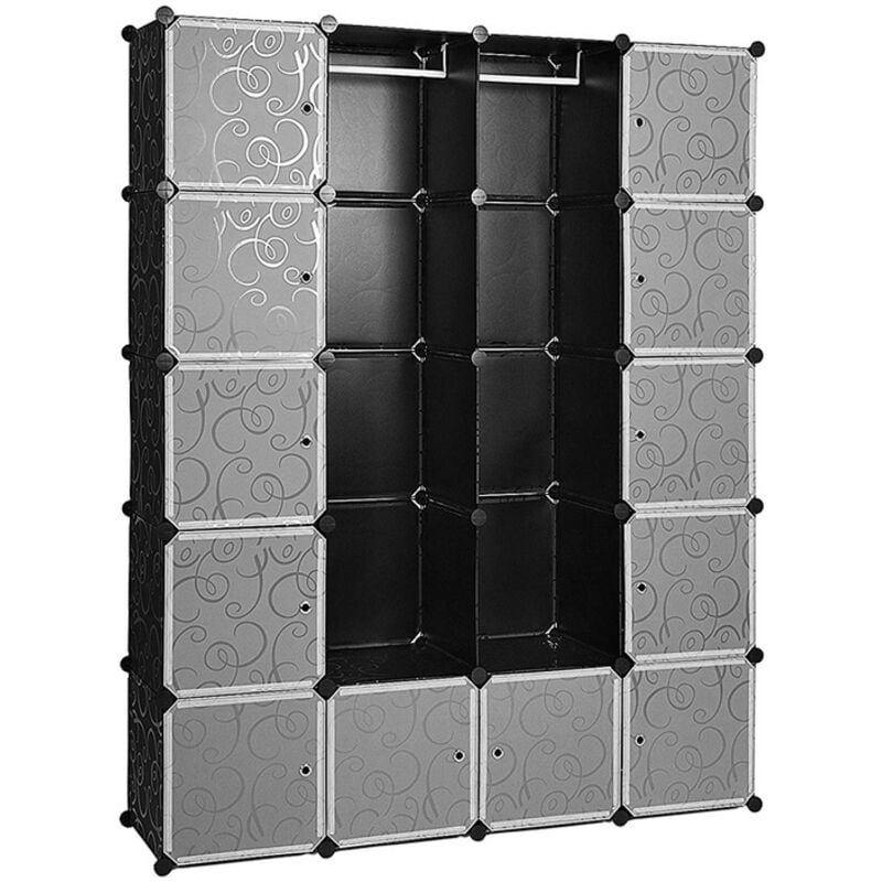 foto del prodotto swanew armadio modulare. guardaroba salvaspazio a cubi. scaffale componibile portaoggetti con ante e appendiabiti. organizzatore per camera da letto
