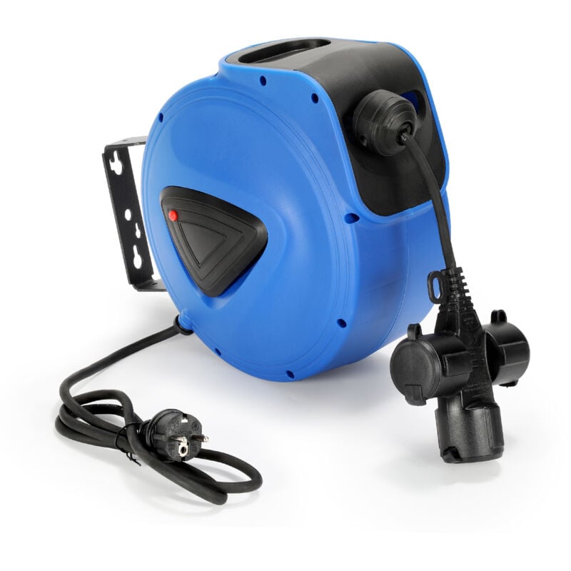 foto del prodotto swanew avvolgitore elettrico automatico avvolgitore elettrico da parete custodia in plastica da 20 m cavo da 1,5 m orientabile a 180 con 3 prese