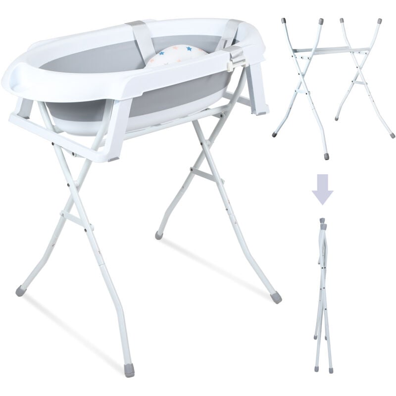 foto del prodotto swanew baby bath 85 cm - vasca per bambini pieghevole con cuscino e cuscino da bagno - vasca con supporto