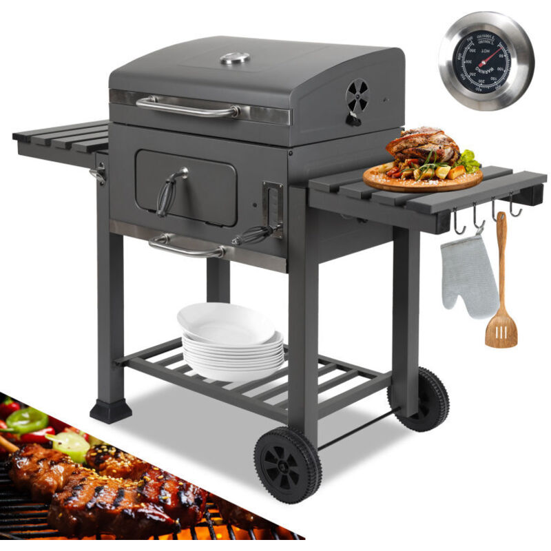 foto del prodotto swanew barbecue a carbone da giardino pieghevole vassoio doppio 2 tavolini pieghevoli e 8 ganci 13967107,5 cm xxl