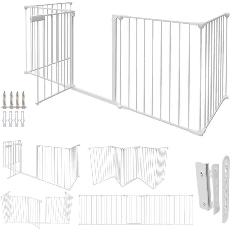 foto del prodotto swanew barri re de s curit chemin e xl 310cm pare feu s curit enfant fixation murale 5 l ments acier.bianco