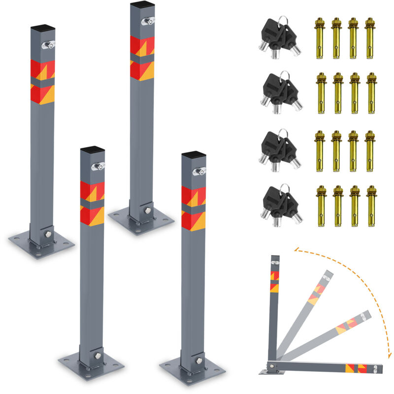 foto del prodotto swanew barriera di parcheggio palo di confine 4 set barriera di parcheggio con 12 chiavi palo barriera di parcheggio barriera di parcheggio bloccabile