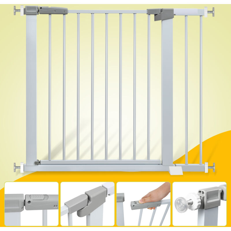 foto del prodotto swanew barriera di sicurezza 97-104cm barriera di sicurezza per bambini per porte e corridoi colore bianco massima versatilità bianco