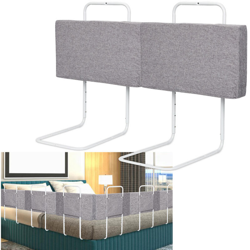 foto del prodotto swanew barriere per letto per bambini barriera di sicurezza morbida regolabili in altezza 120 cm barriera paracolpi in schiuma grigio