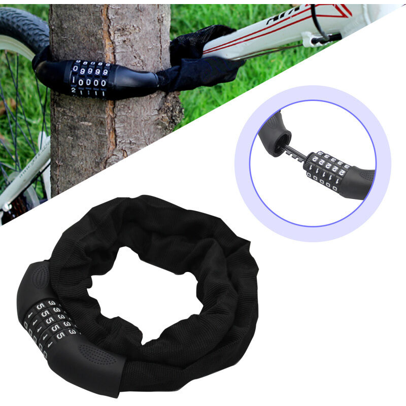 foto del prodotto swanew blocco della bicicletta, lucchetto della bicicletta, per la bicicletta scooter moto cancello della bicicletta con 5 cifre codice intelligente
