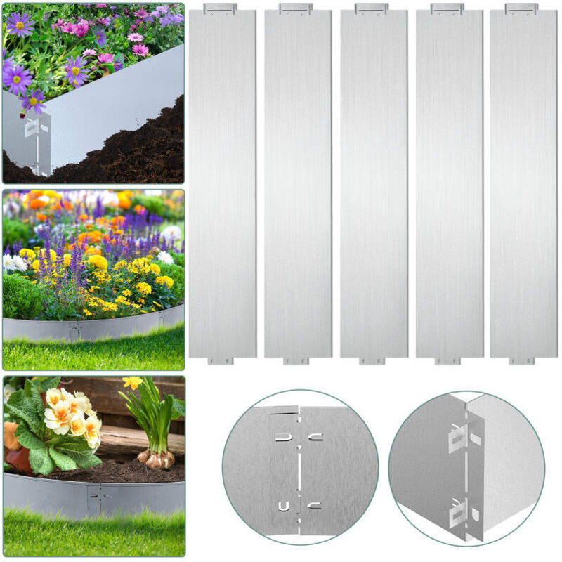 foto del prodotto swanew bordi per prato durevoli zincati per giardino bordi di difesa dalle lumache bordi di falciatura in metallo 100x15cm 5m
