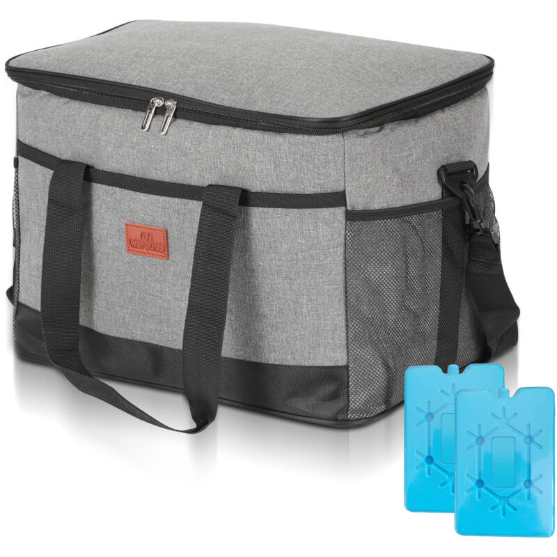 foto del prodotto swanew borsa isotermica 25l borsa da picnic pieghevole, grande capacit , impermeabile, borsa da pranzo refrigerata ufficio scuola picnic viaggi grigio