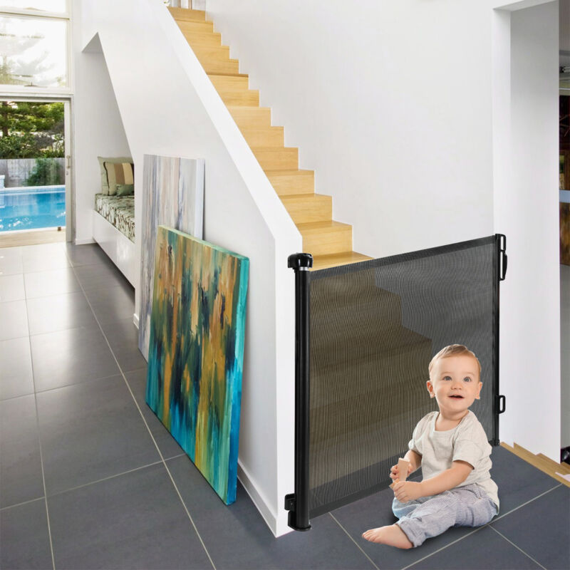 foto del prodotto swanew cancelletto di sicurezza estensibile. cancelletto per scale. cancelletto per bambini e animali domestici 0 150cm nero