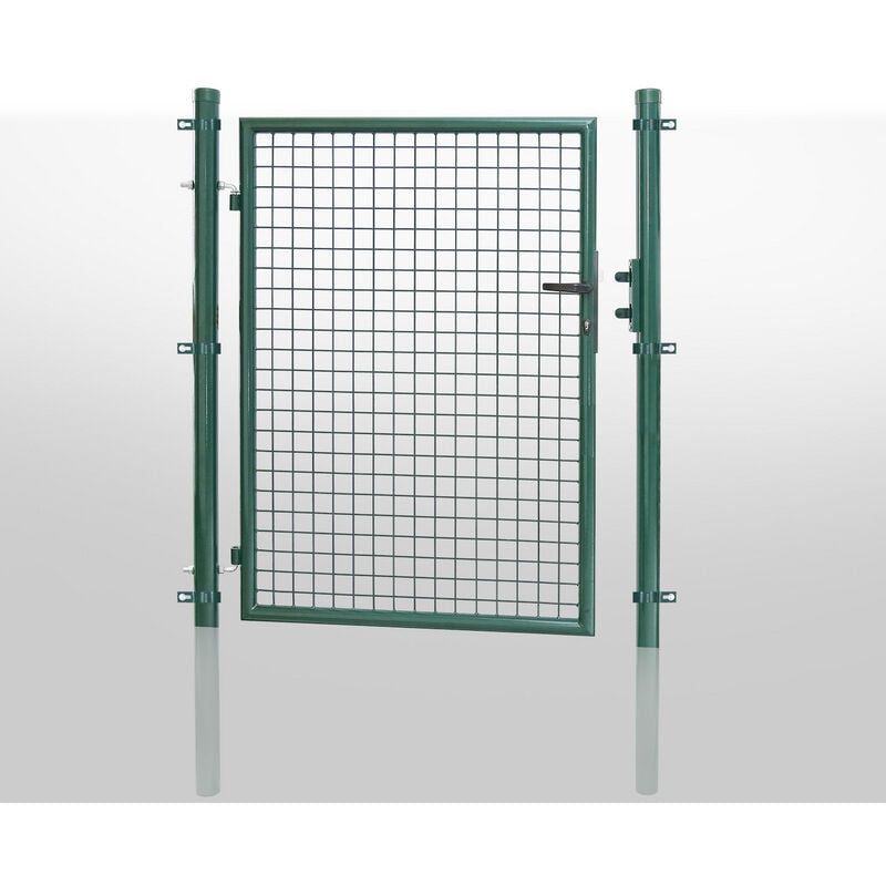 foto del prodotto swanew cancello da giardino in rete. acciaio zincato. recinzione con serratura. cancello 125 x 100 cm. verde