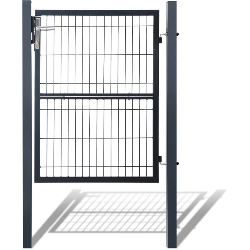 foto del prodotto swanew cancello da giardino in rete. acciaio zincato. recinzione con serratura. porta 120 x 100 cm. grigio