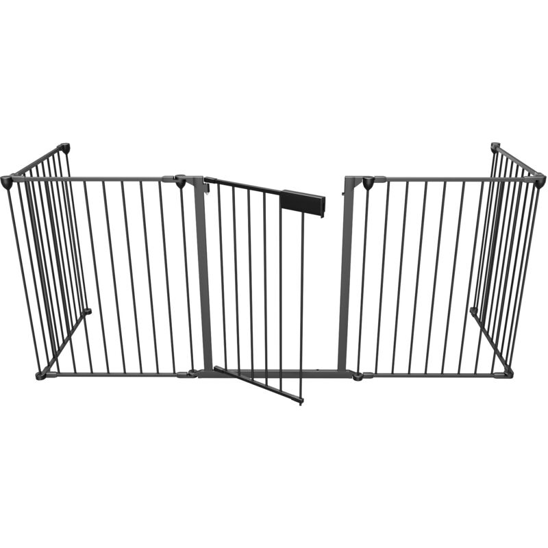 foto del prodotto swanew cancello di sicurezza con 5 pannelli neri per protezione caminetto cancello di sicurezza 310x75cm per animali bambini cancello di sicurezza a