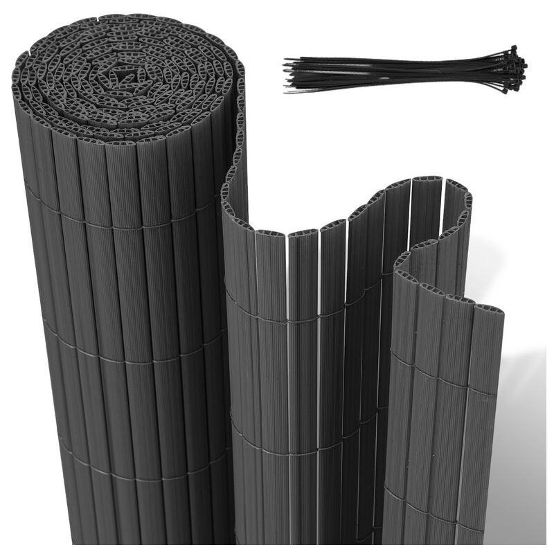 foto del prodotto swanew canisse in pvc canisse in pvc per il giardino, il balcone e la terrazza. recinzione frangivento per balconi grigio 80 x 400cm