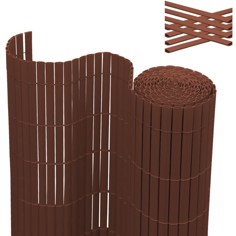foto del prodotto swanew canisse in pvc per il giardino balcone o terrazza a doppia faccia recinzione frangivento per balconi marrone 140 x 300cm