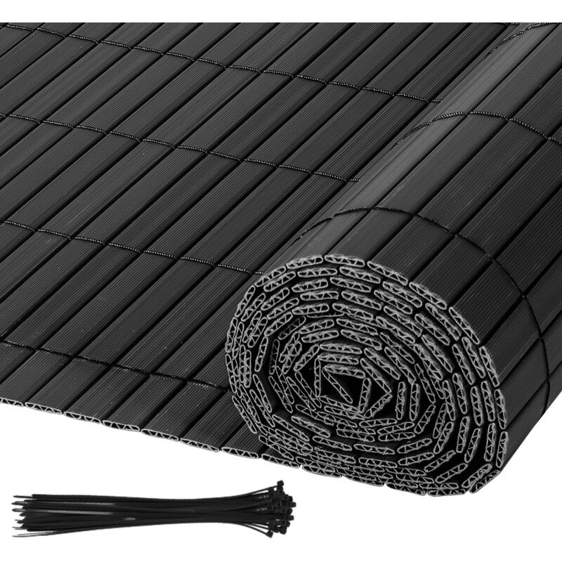 foto del prodotto swanew canisse in pvc per il giardino. recinzione frangivento per balconi. balcone o terrazza a doppia faccia. grigio 80 x 300cm