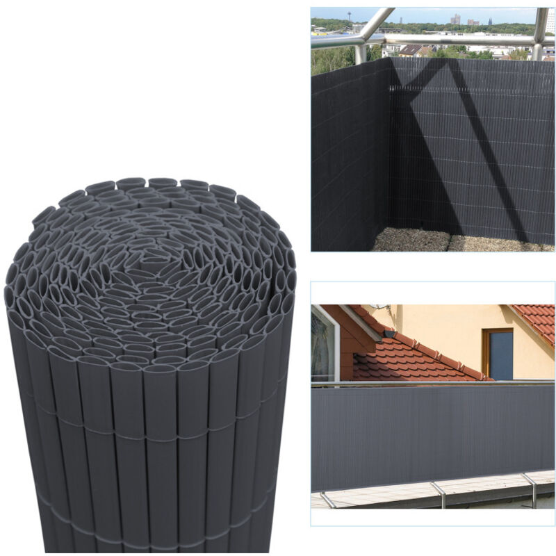 foto del prodotto swanew canisse in pvc, schermo da giardino, piscine, recinzione in pvc resistente ai raggi uv grigio 90 x 500cm