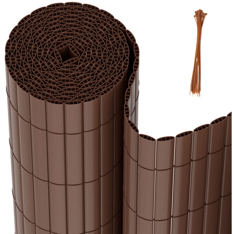 foto del prodotto swanew canisse in pvc. schermo per giardini. balconi e terrazze. resistente alle intemperie e alla privacy. con fascetta. marrone. 160 x 400 cm