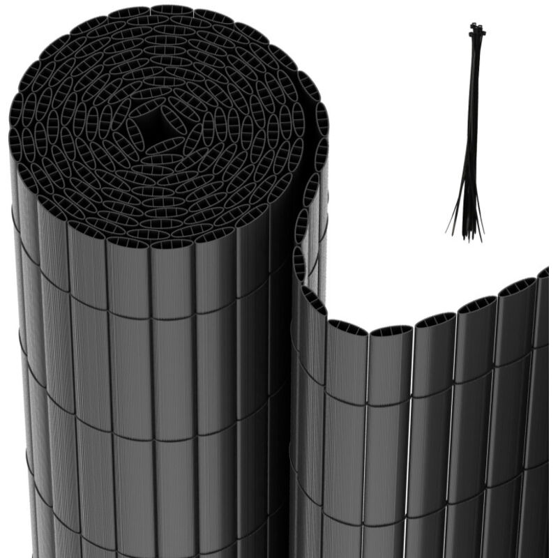 foto del prodotto swanew canisse in pvc. schermo privacy per giardino. balcone e terrazza. resistente alle intemperie. con fascetta. grigio. 80 x 300 cm