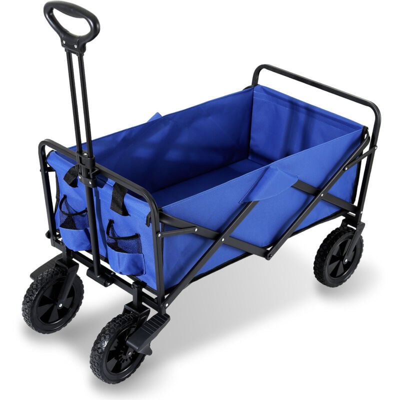 foto del prodotto swanew carrello pieghevole carrello pieghevole con freni con asta telescopica ripiegabile fino a 100 kg di portata blu